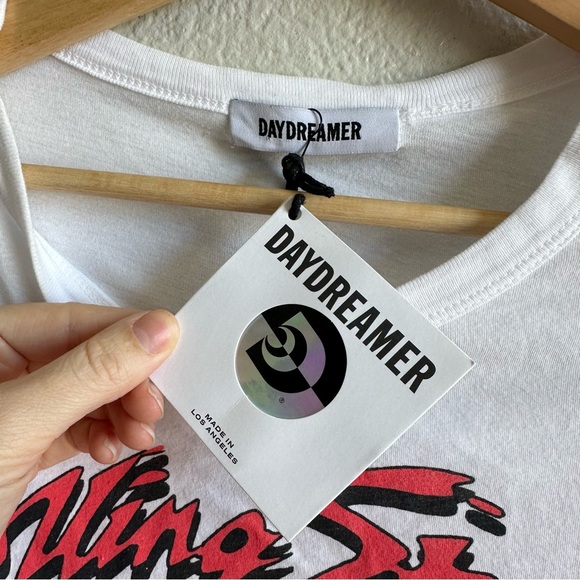 NWT DAYDREAMER Rolling Stones Lick Band Long Sleeve Tee White Women’s Size Small - Picture 5 of 7